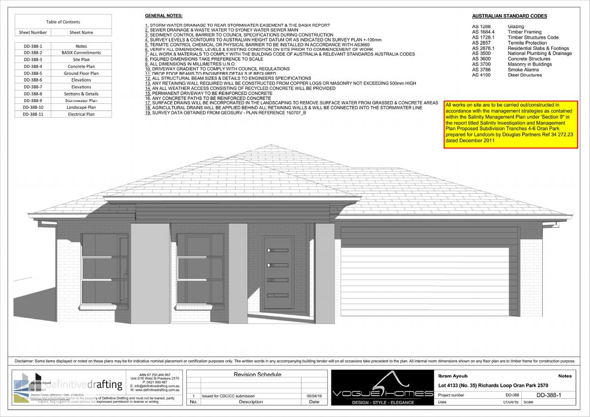CDC-stamped cover sheet — Vogue Homes